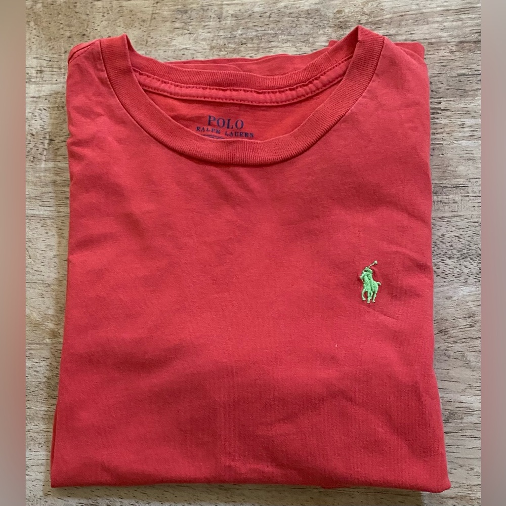 Polo Ralph Lauren Boys’ Sz M (10-12) Orange Cotton Jersey Crewneck‎ Tee